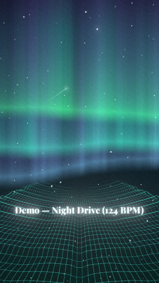 Aurora template laid out in 9:16 for Reels, TikTok and Shorts