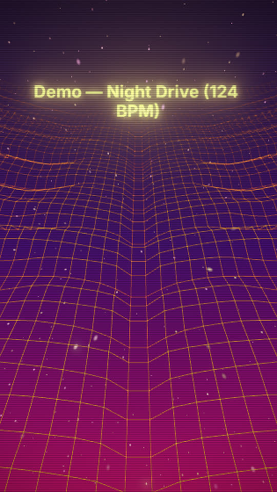 Synthwave Grid template laid out in 9:16 for Reels, TikTok and Shorts